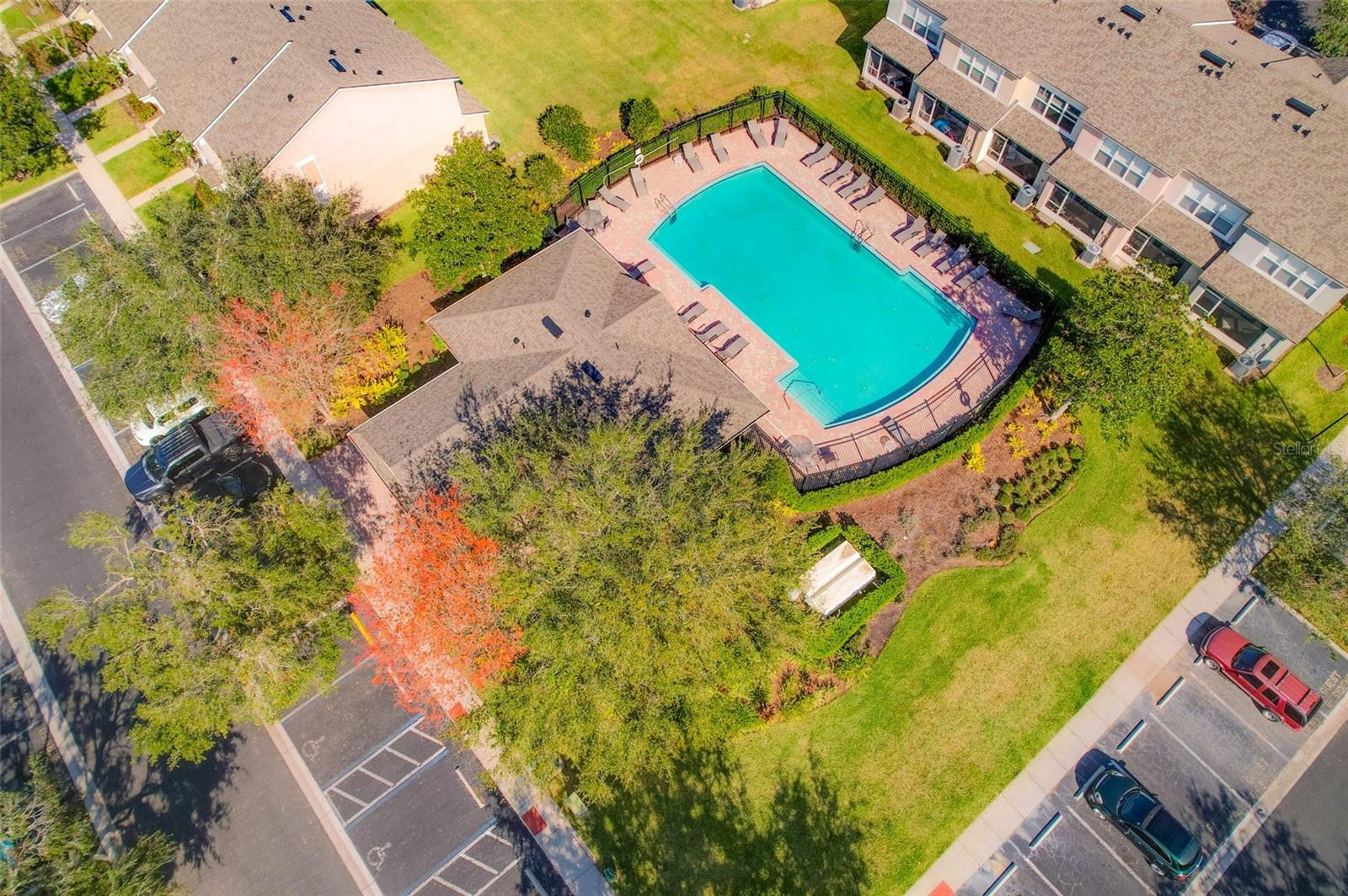 Aerial of the 2nd pool by the community mail area