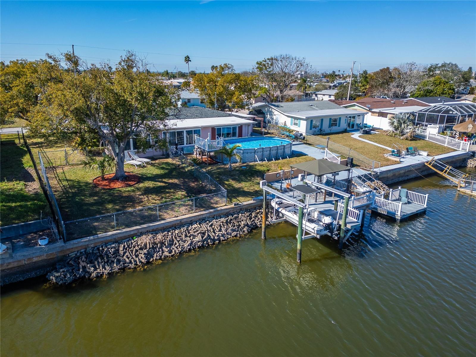 Drone View Back of House / Boat Dock / Decks