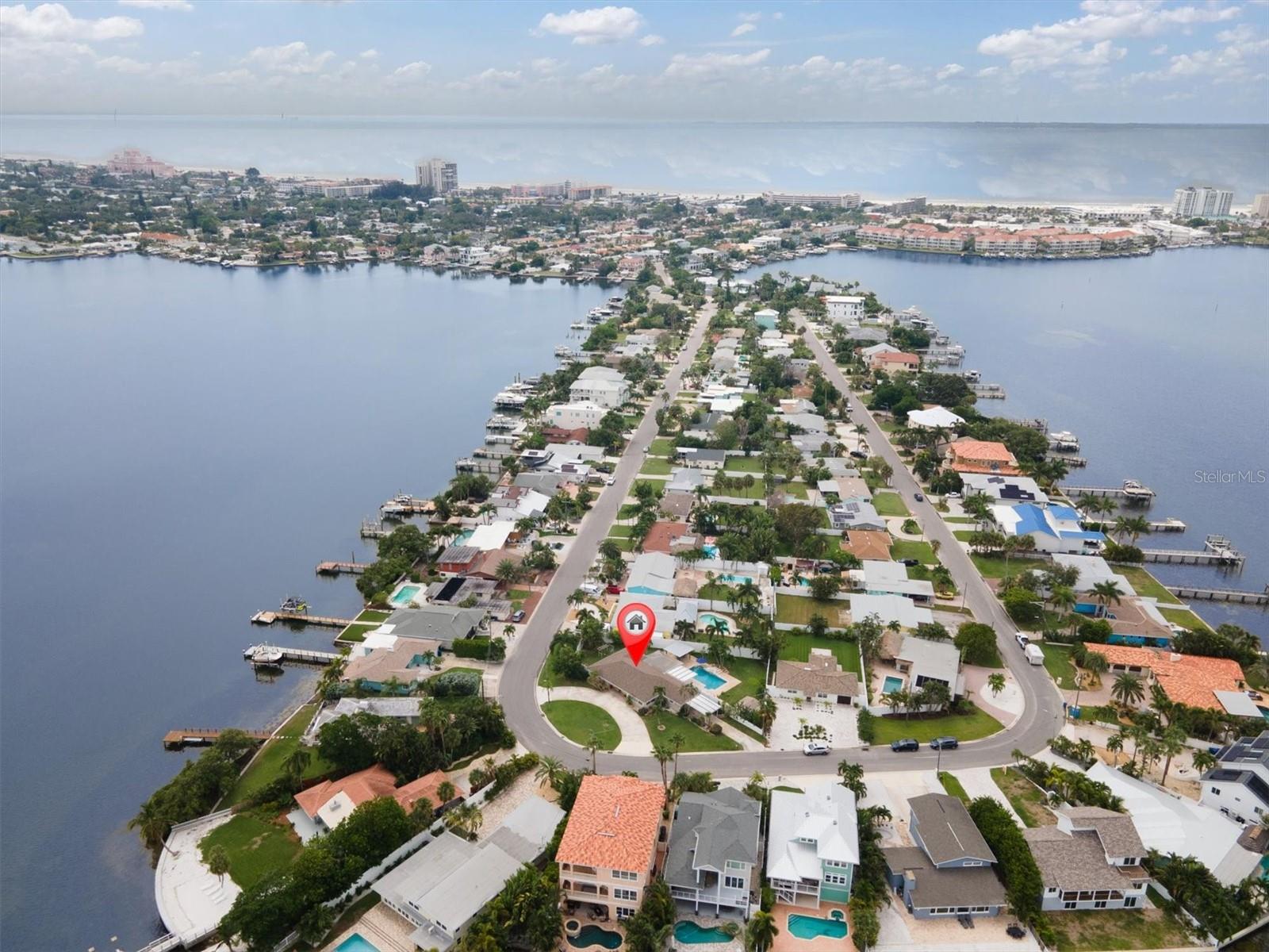 Aerial shot of Boca Ciega neighborhood