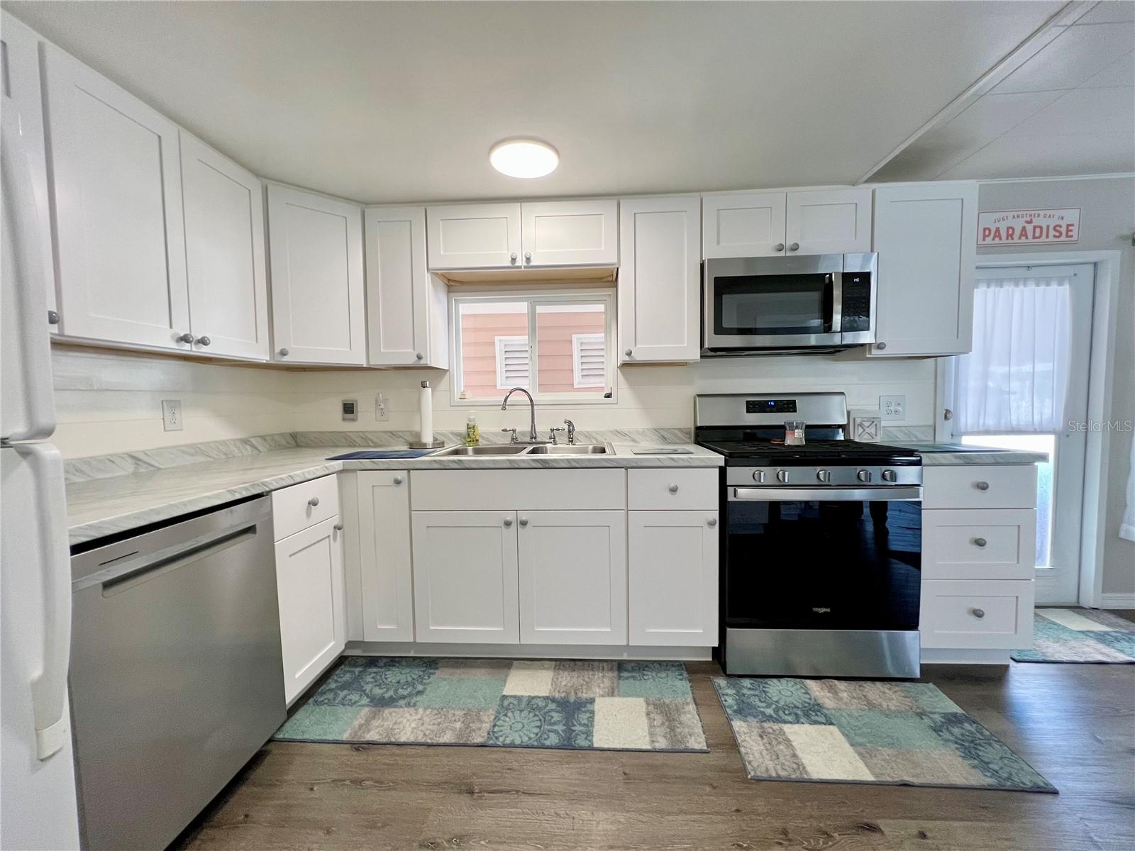 Kitchen with window over the sink.