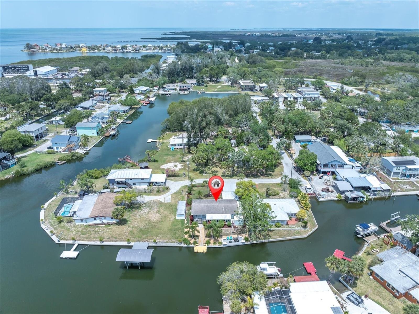 Waterfront View wide canal just inside the open Gulf of Mexico...