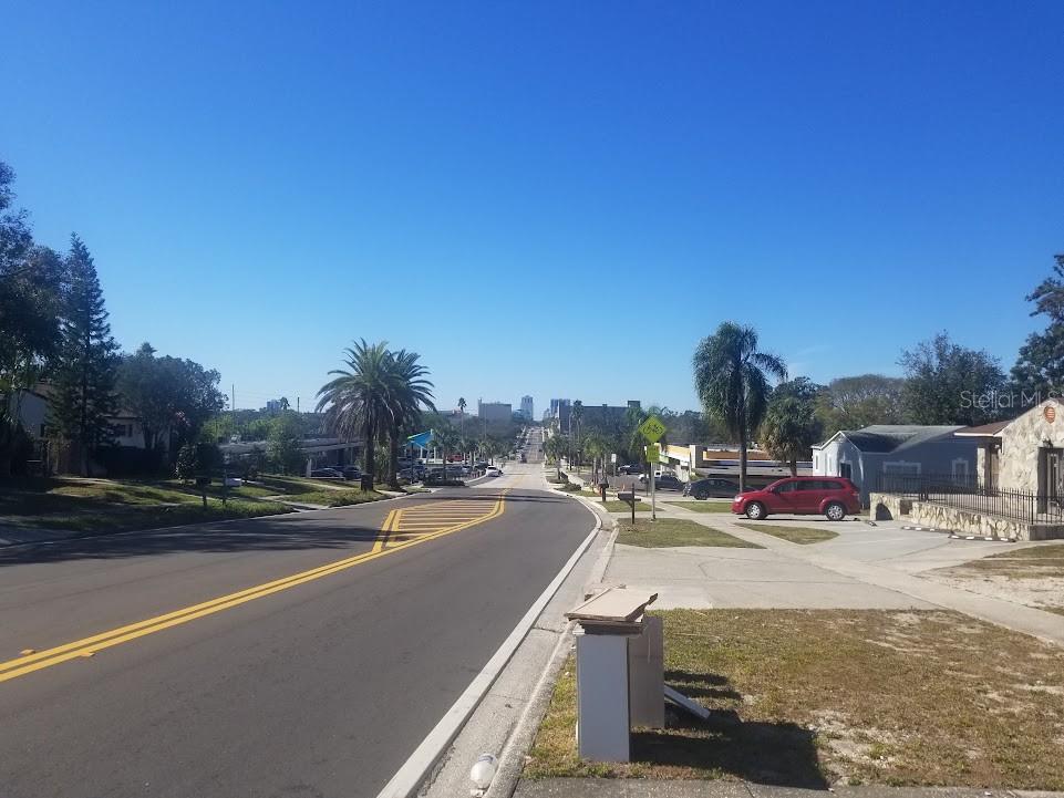 Cleveland Street facing west with waster view