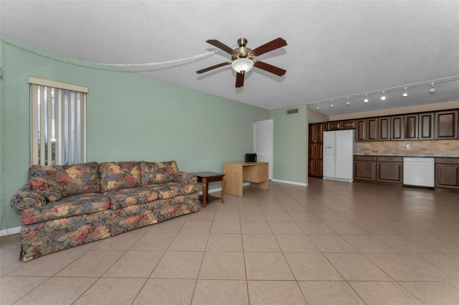 View of living room toward kitchen