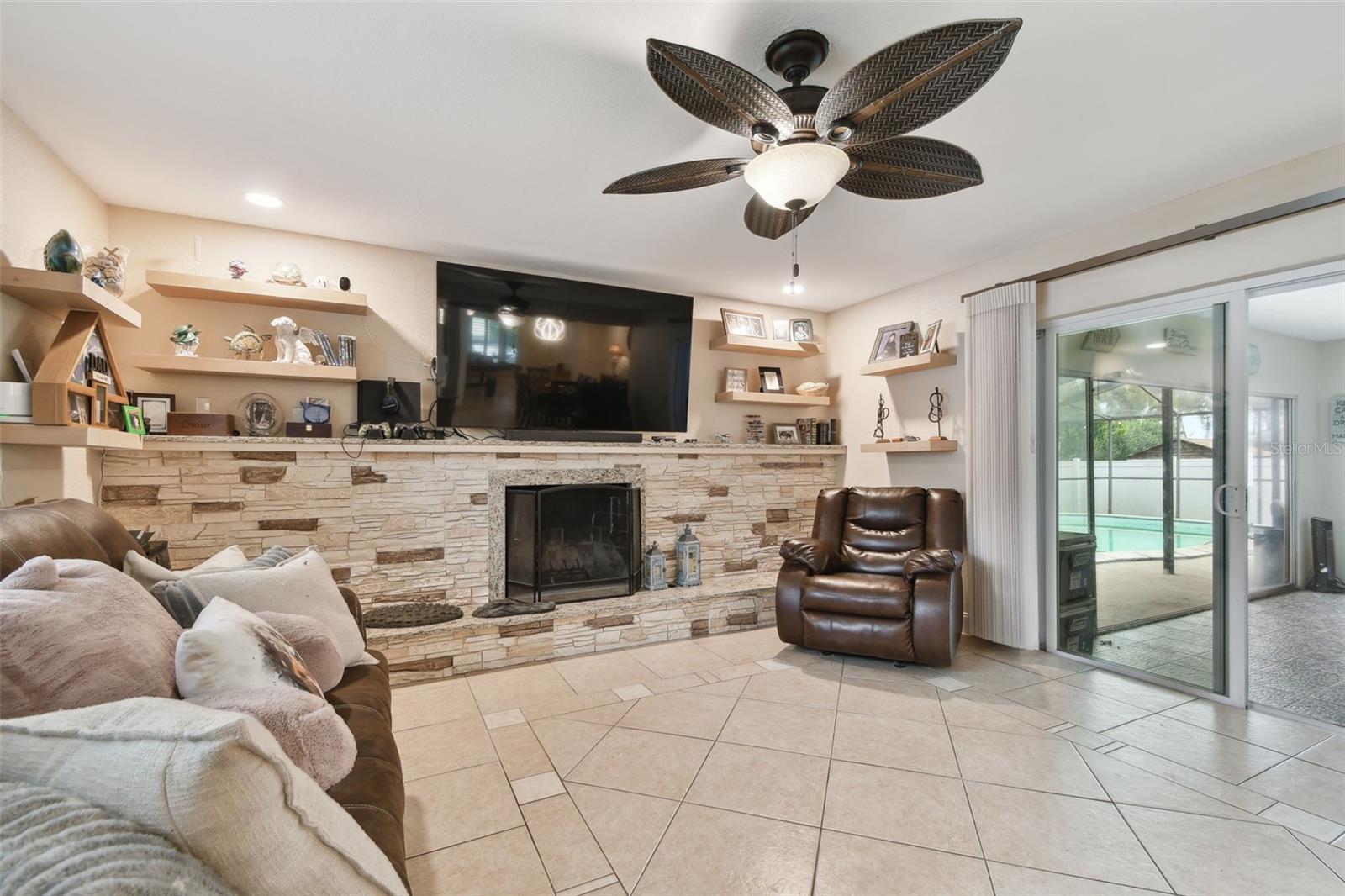 Cozy Family Room With Fireplace