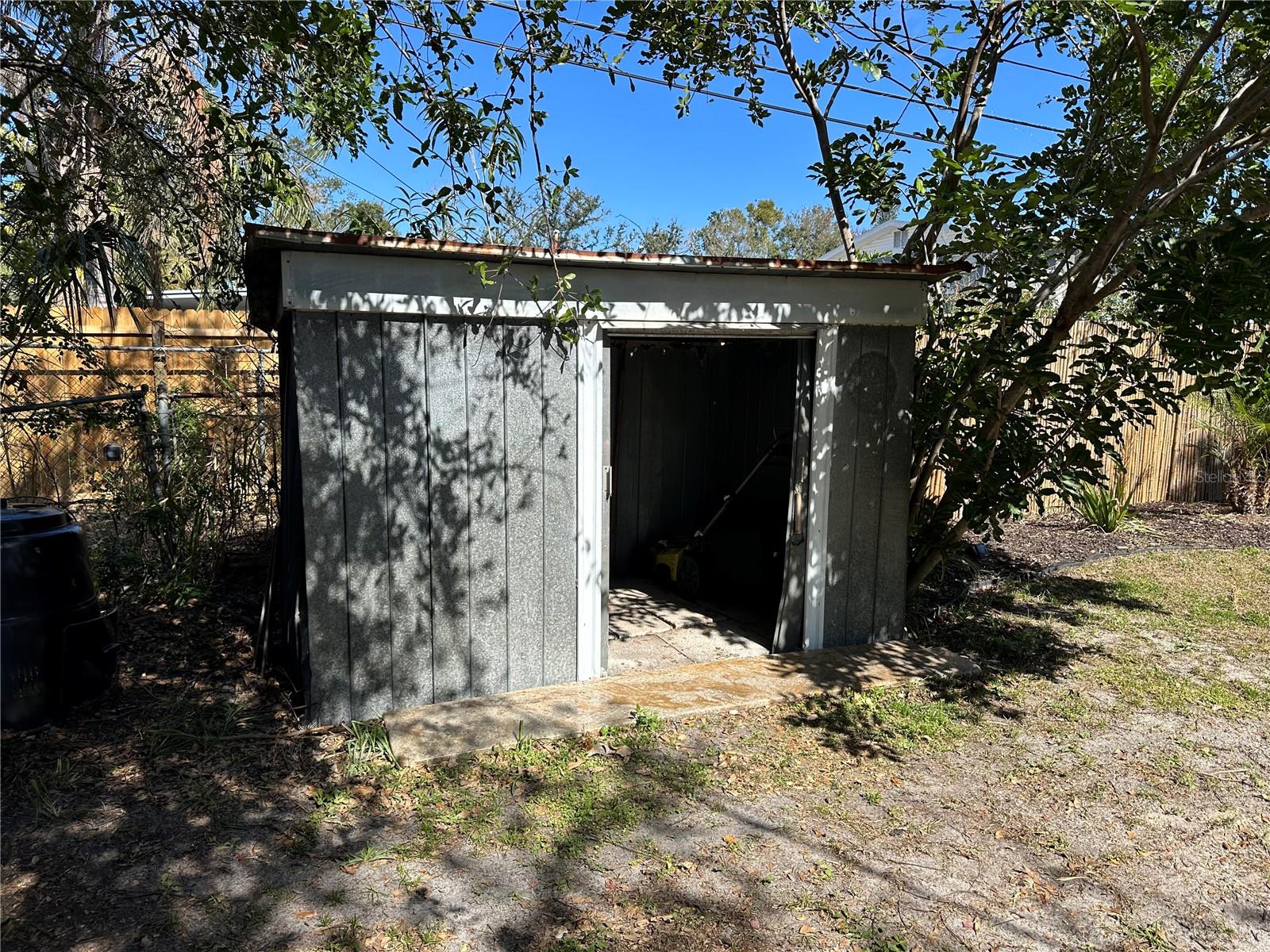 Shed large enough to hold bicycles and yard equipment