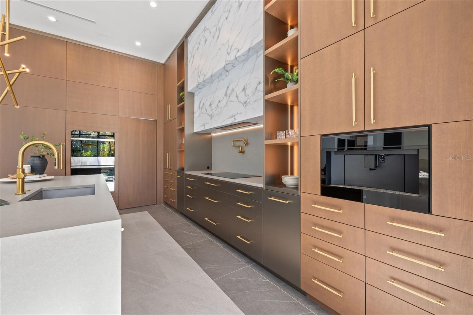 Floor to Ceiling matching grain cabinets