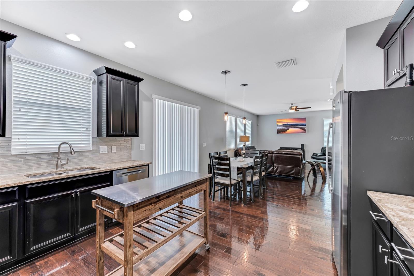 The central kitchen island will be included with the home for the buyer.