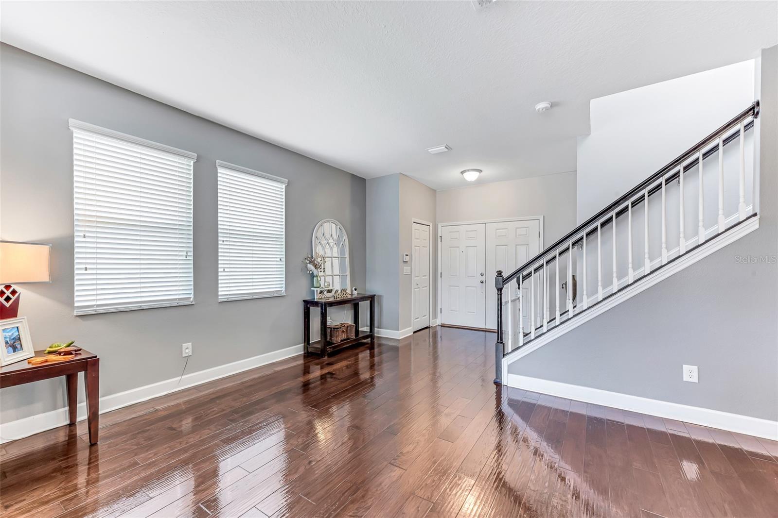 Front entry way with handy coat closet.