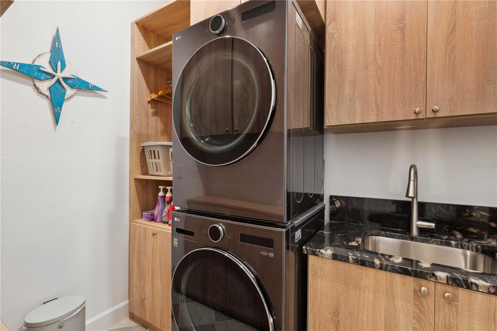 Laundry Room with Custom Cabinets and Utility Sink First Floor