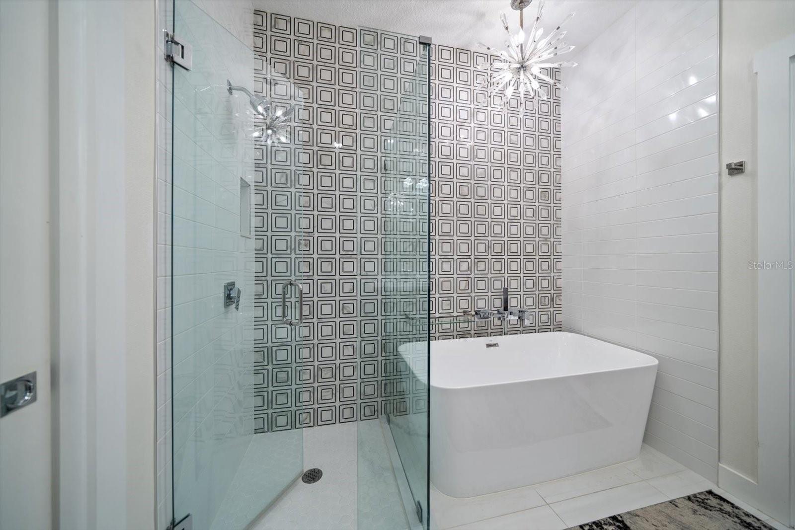 Downstairs master bath completely remodeled.