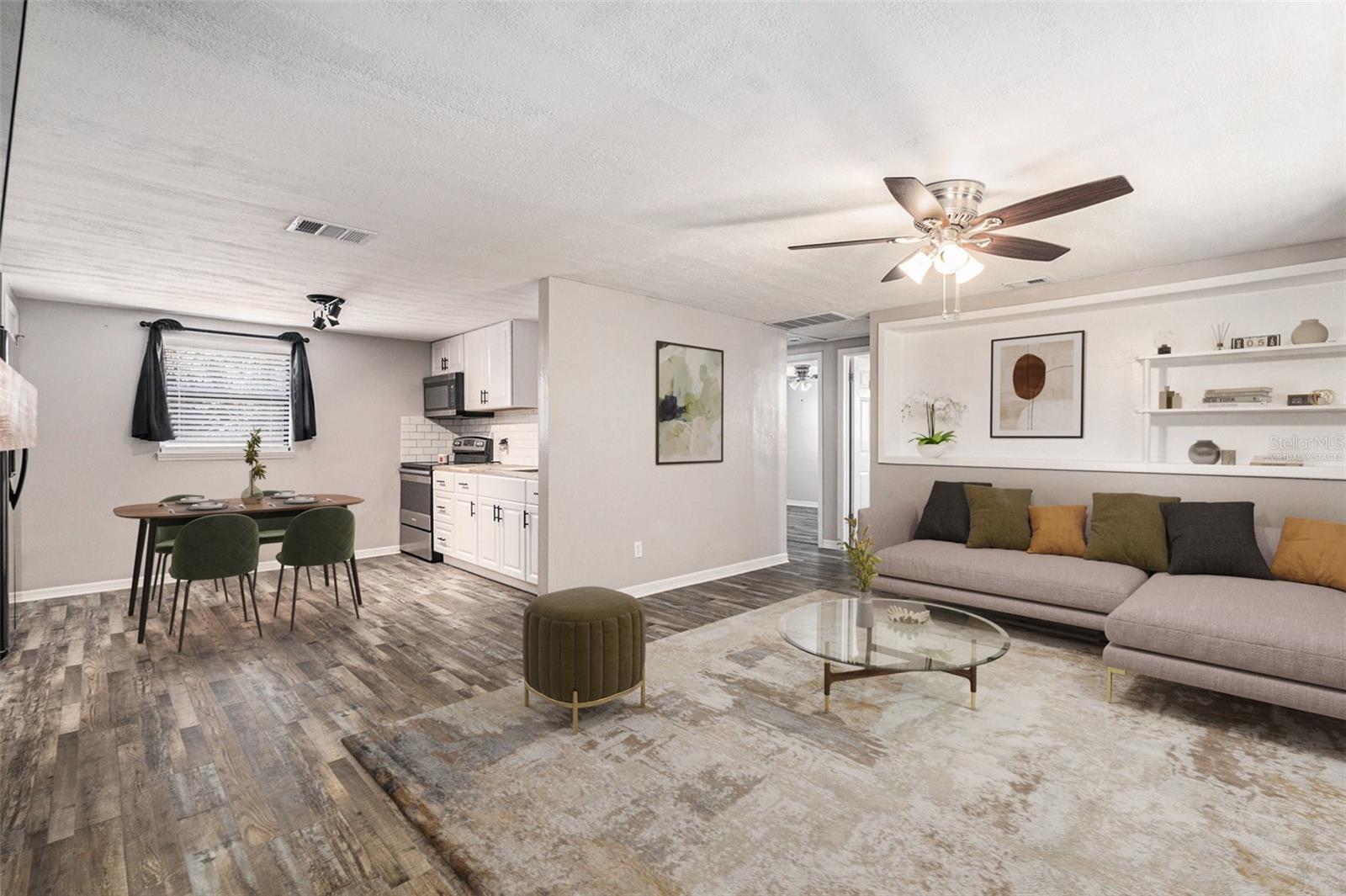 Virtually staged - beautiful kitchen and living room