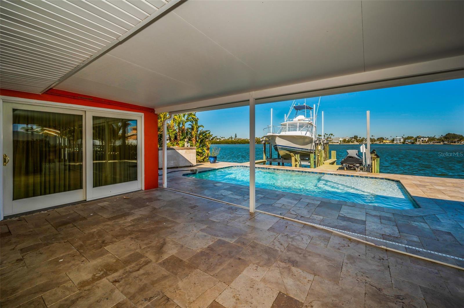 Covered Lanai overlooking the pool and Intracoastal Waterway