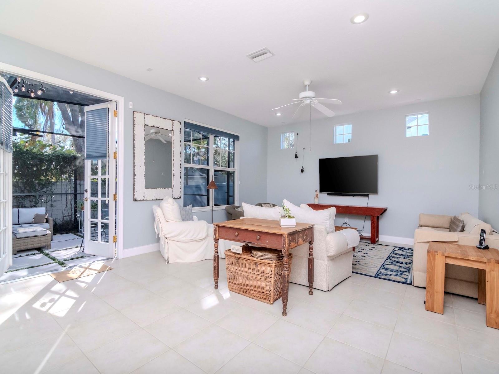 Family room with French door access to the screened patio