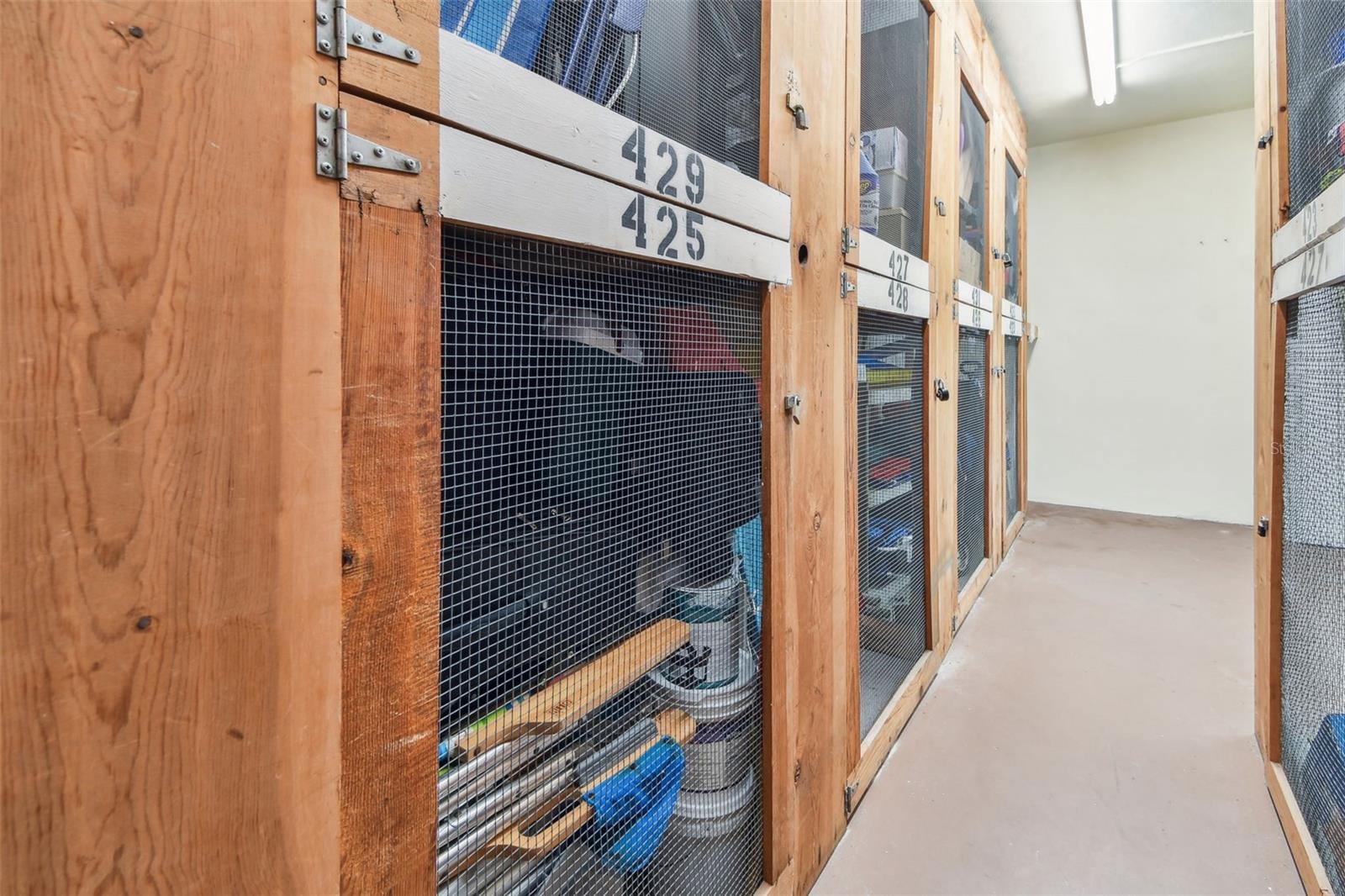 Storage locker in the wide hall stair well