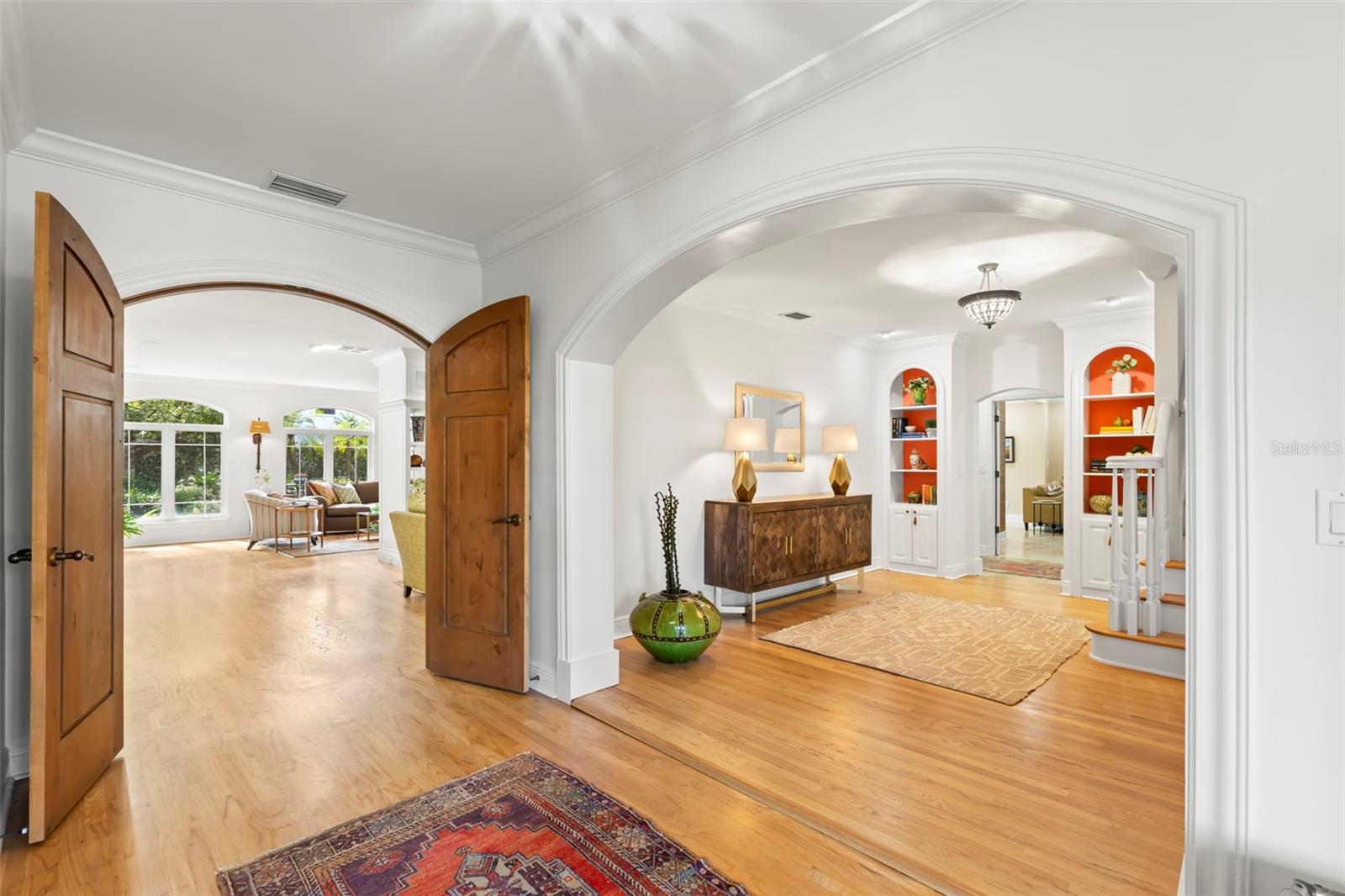 Entry foyer into living room and great room