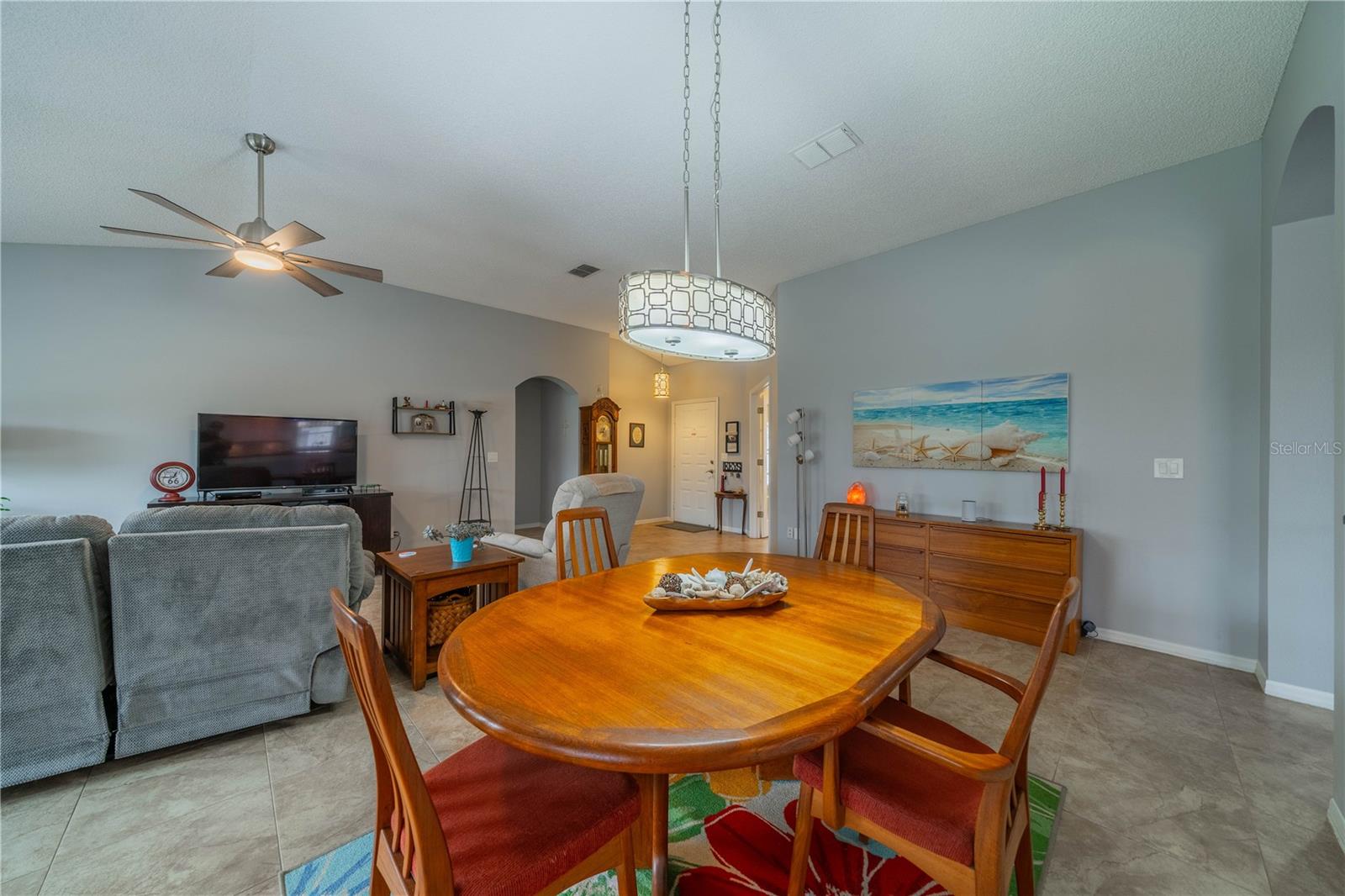 Dining Room with Living Room looking toward front door