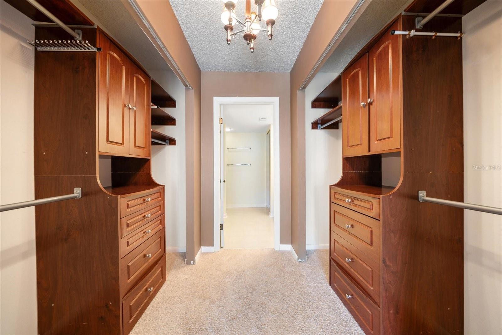 Custom closets in Primary Bedroom