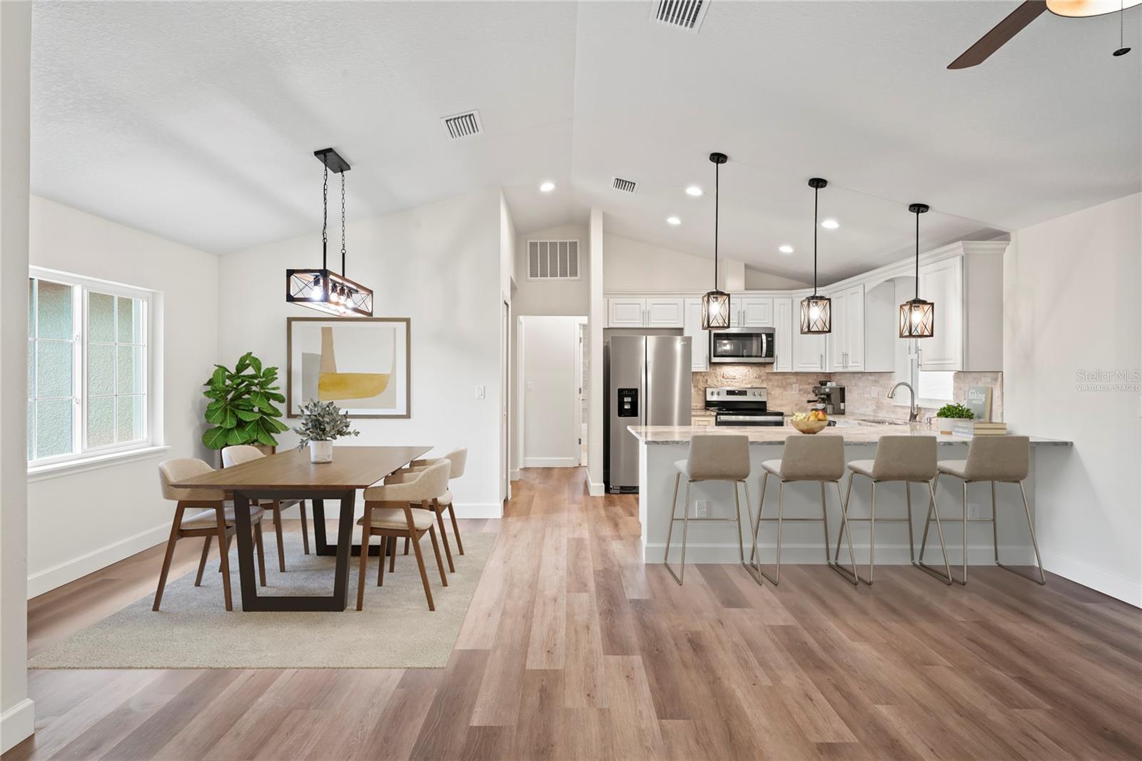 Virtually Staged Combo Kitchen Dining Room