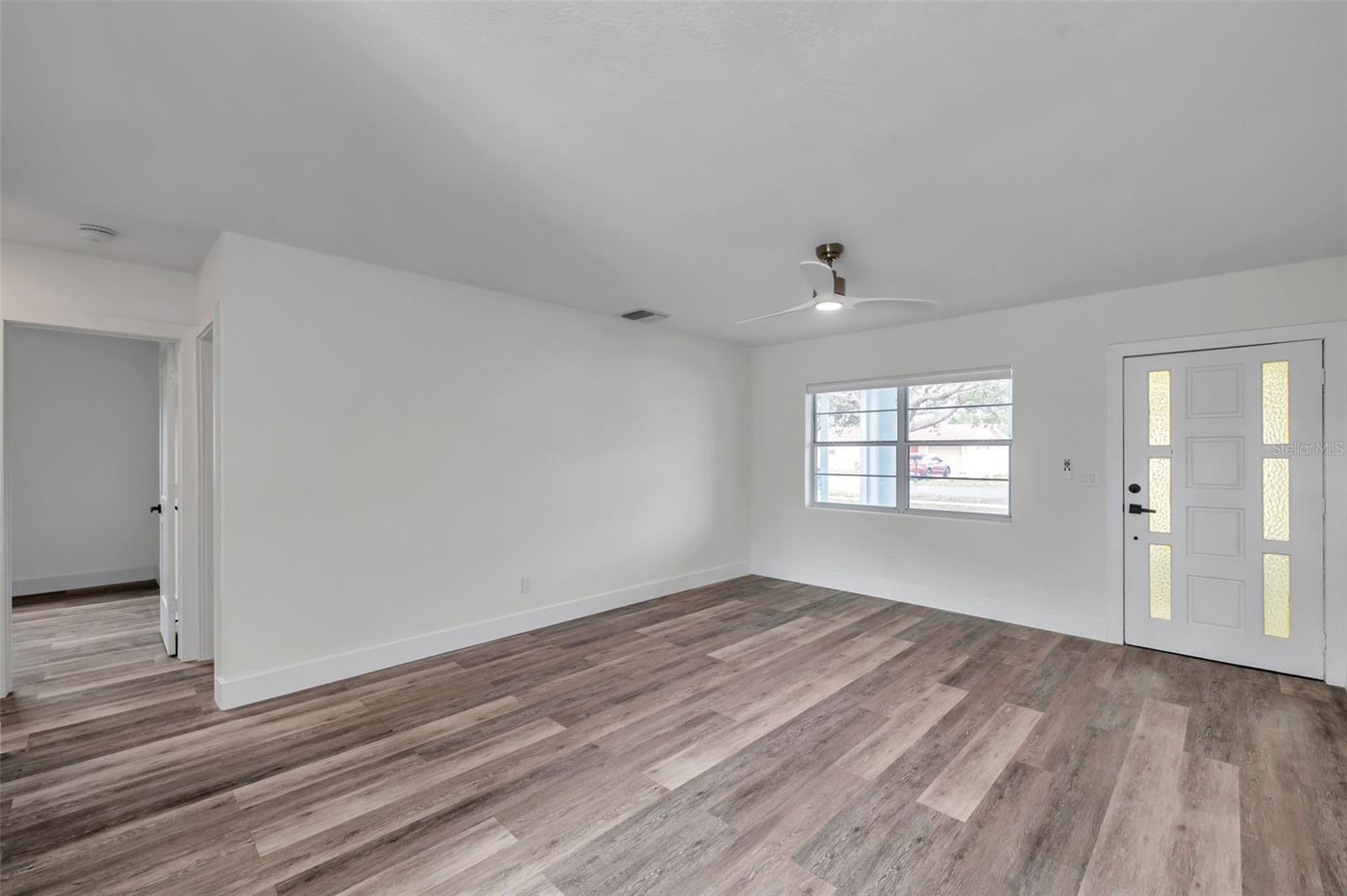 Living room view from dining area