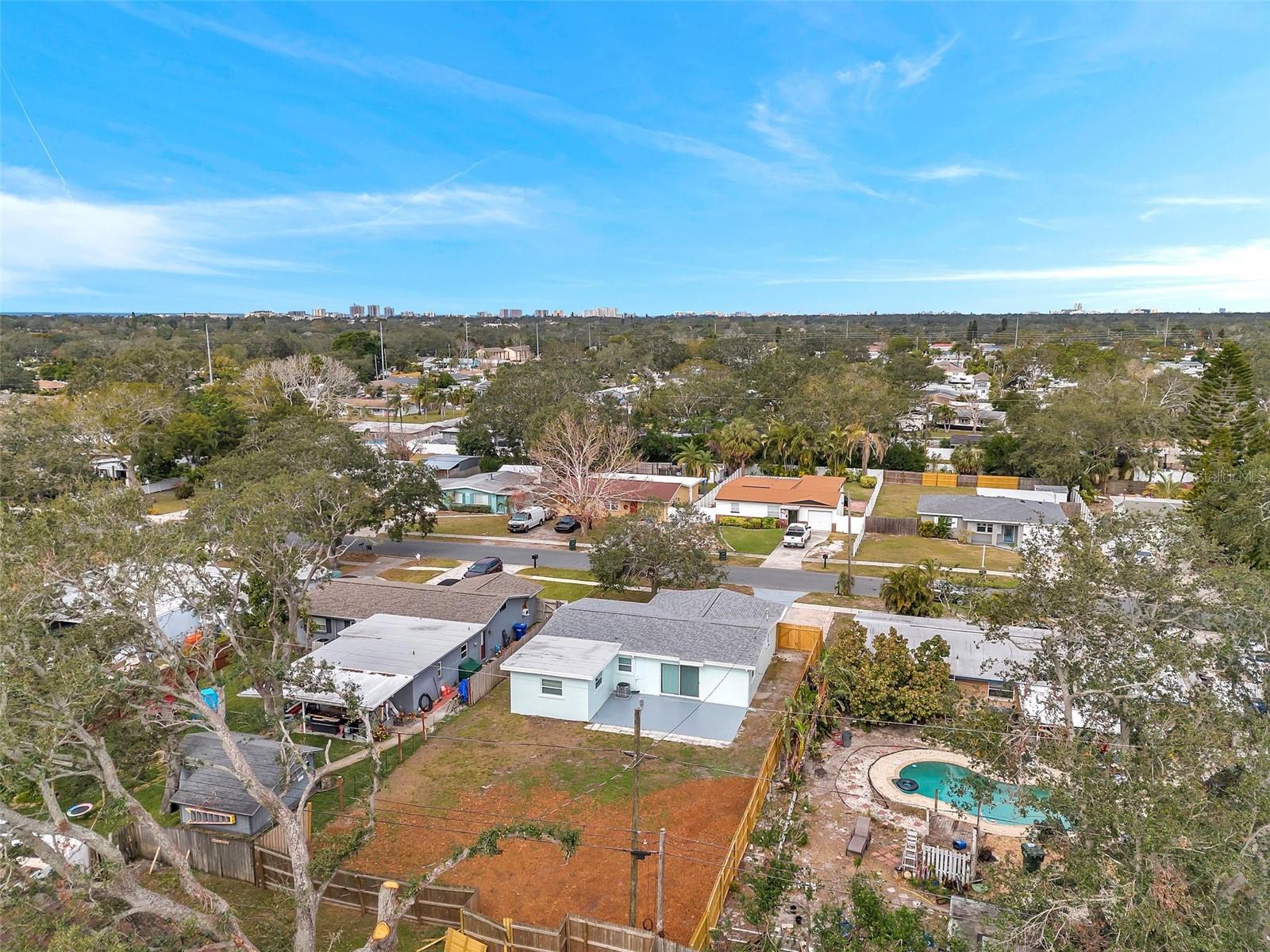 Aerial rear view of home