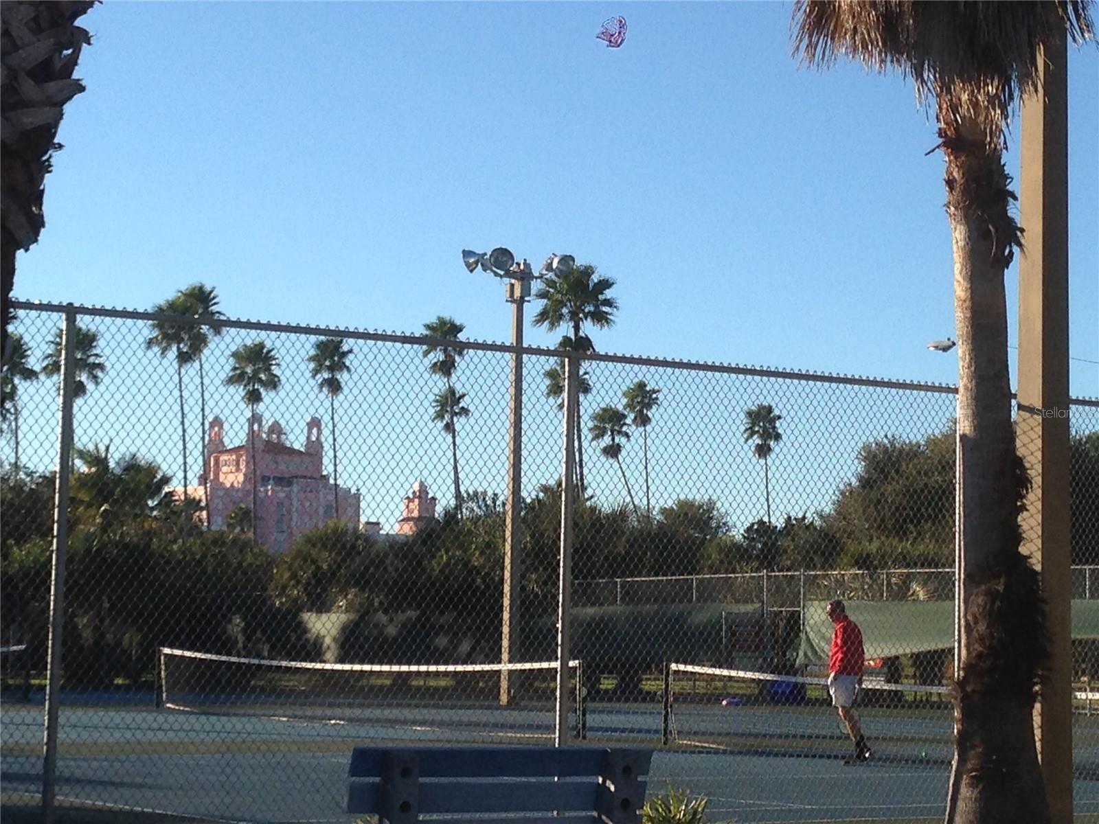 Tennis courts across the street