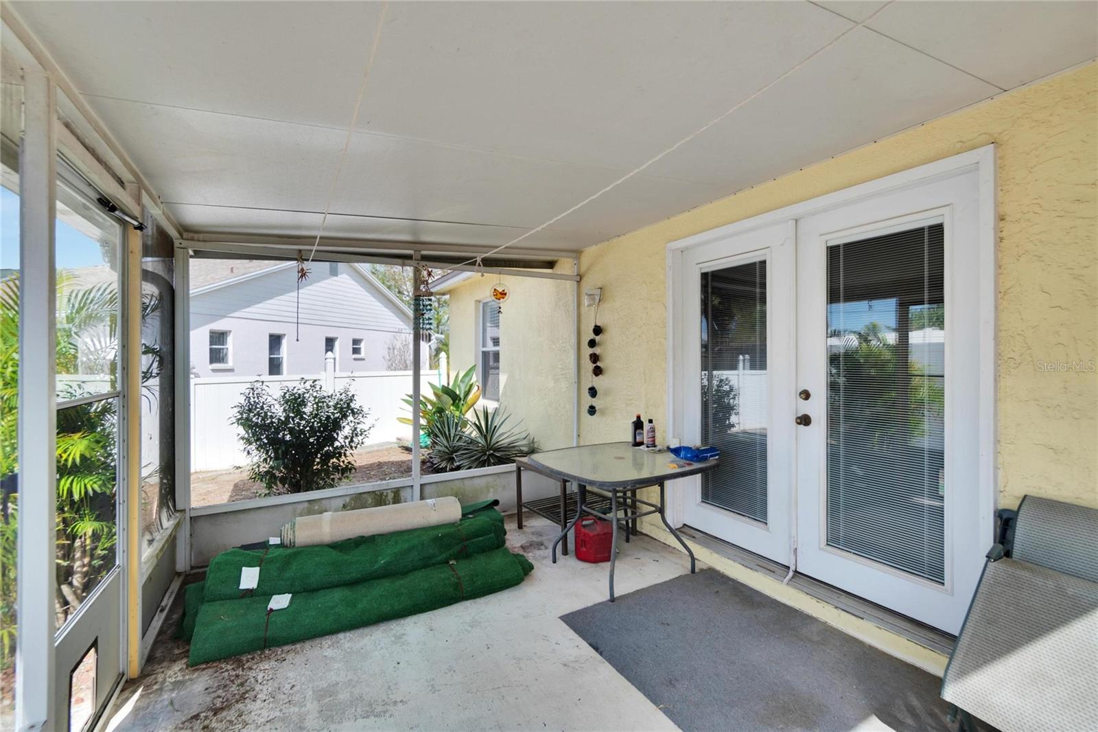 Rear Porch.   Turf has been put on back yard