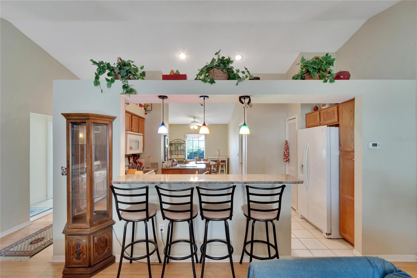 View of kitchen from living room