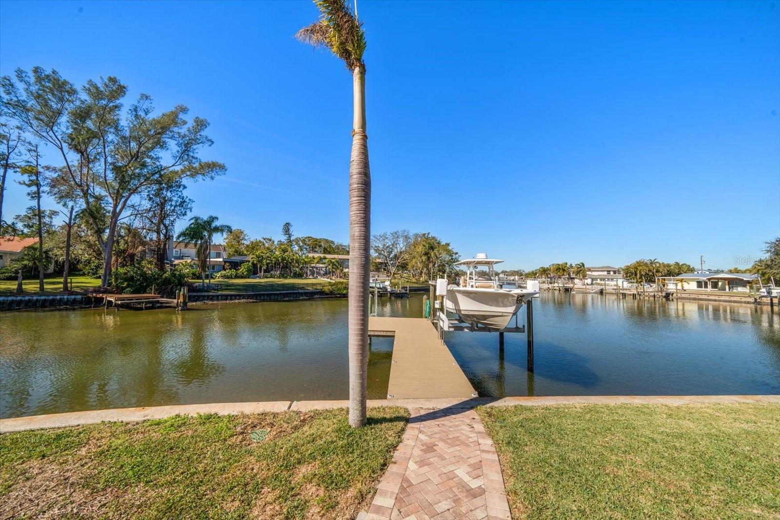 The dock, renovated in 2020, offers electric, water, and a fish cleaning station, with a lift capacity of up to 10,000 lbs!
