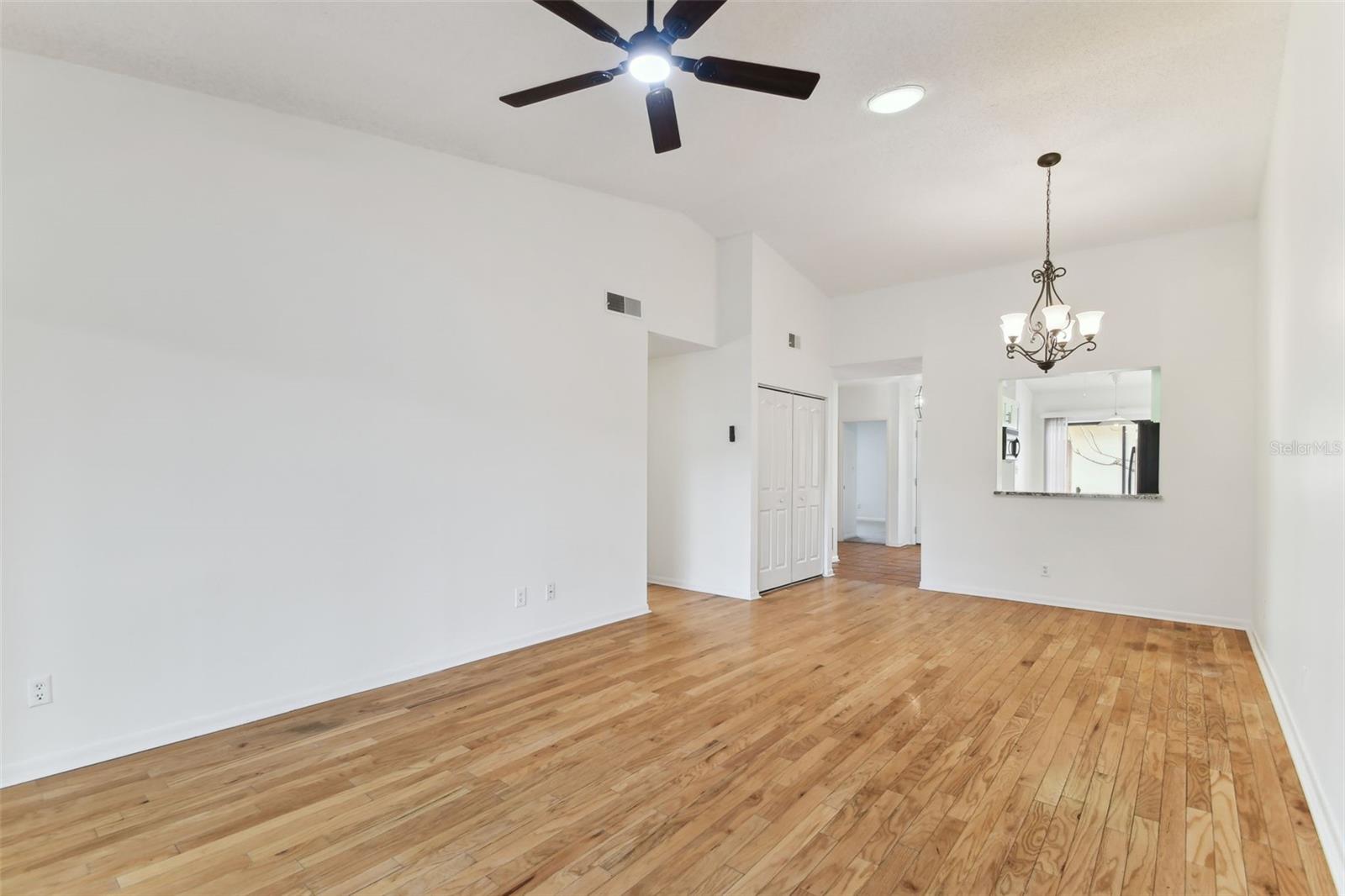 Spacious living area with vaulted ceilings