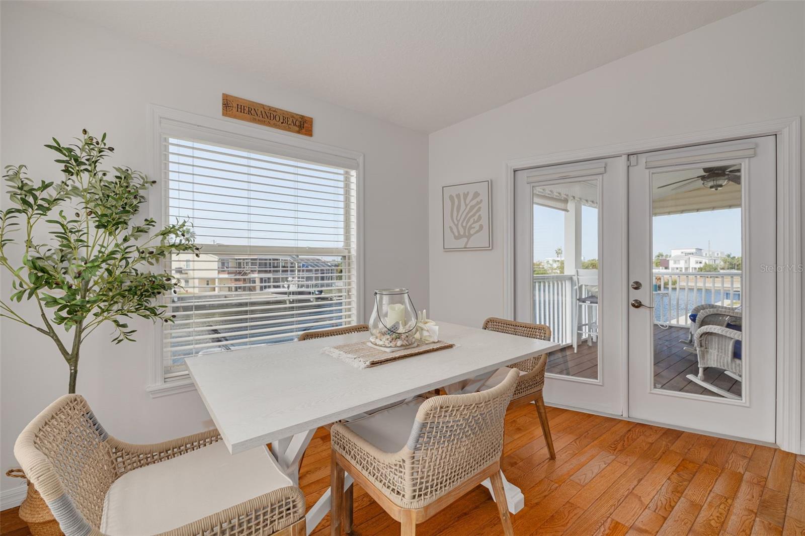 Dining area with gorgeous views of the water.