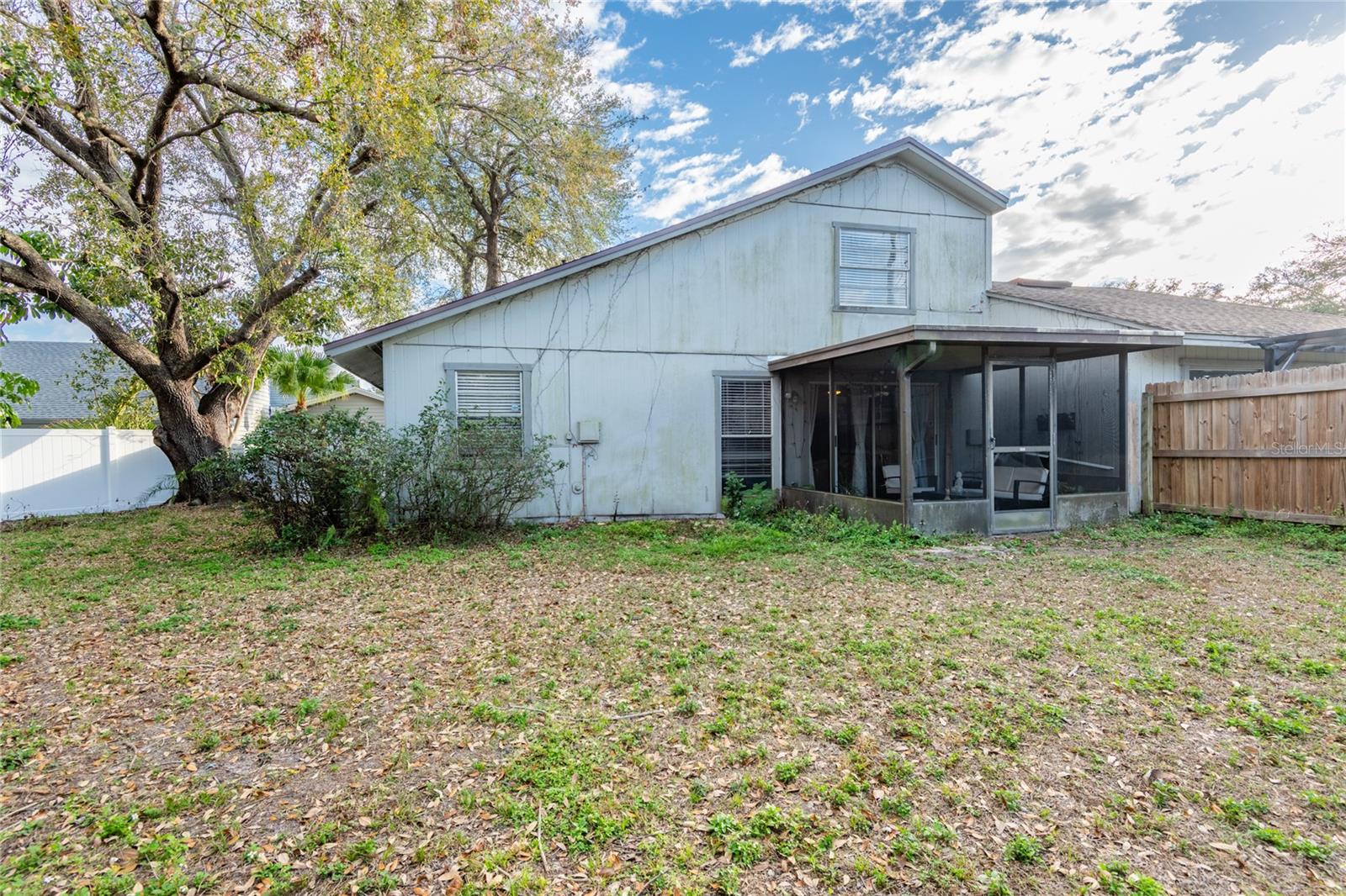 Large fenced backyard