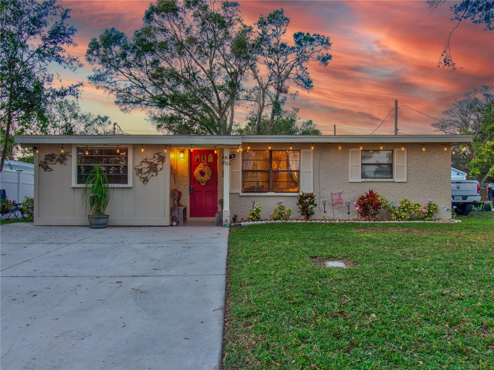 Front of House At Sunset