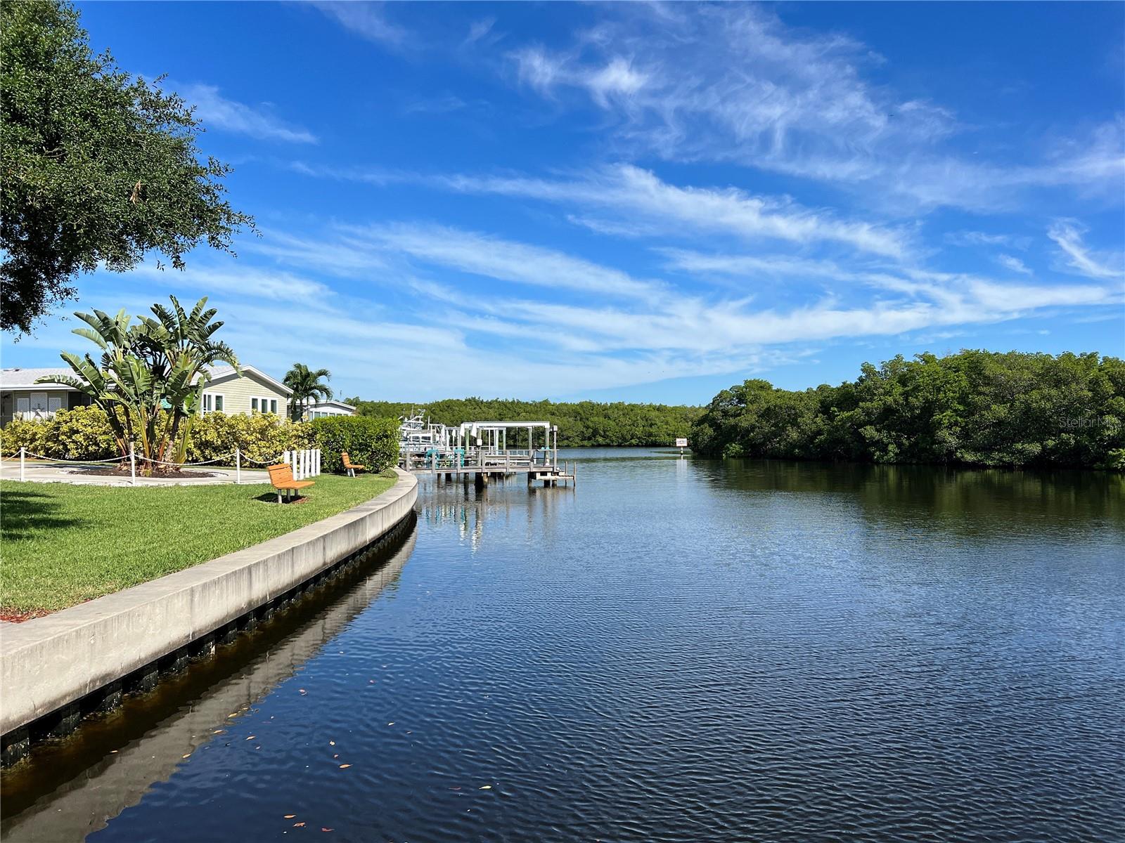 saltwater canal to Tampa Bay with no bridges.