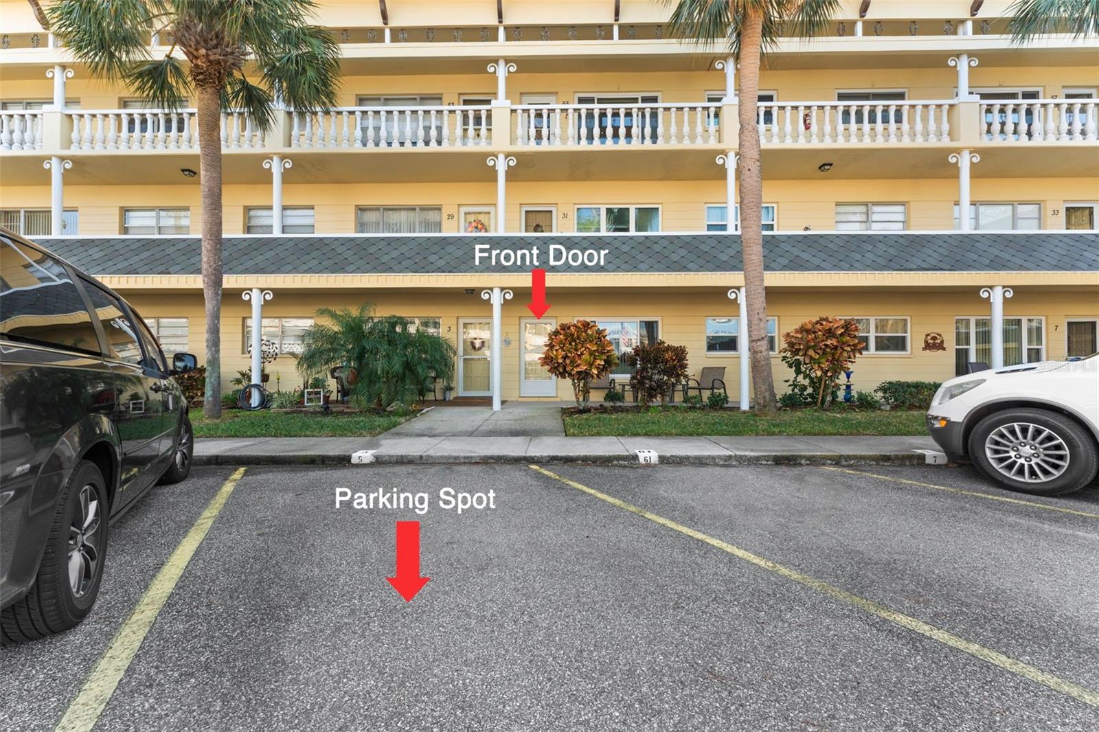 Assigned parking spot directly in front of condo unit #5