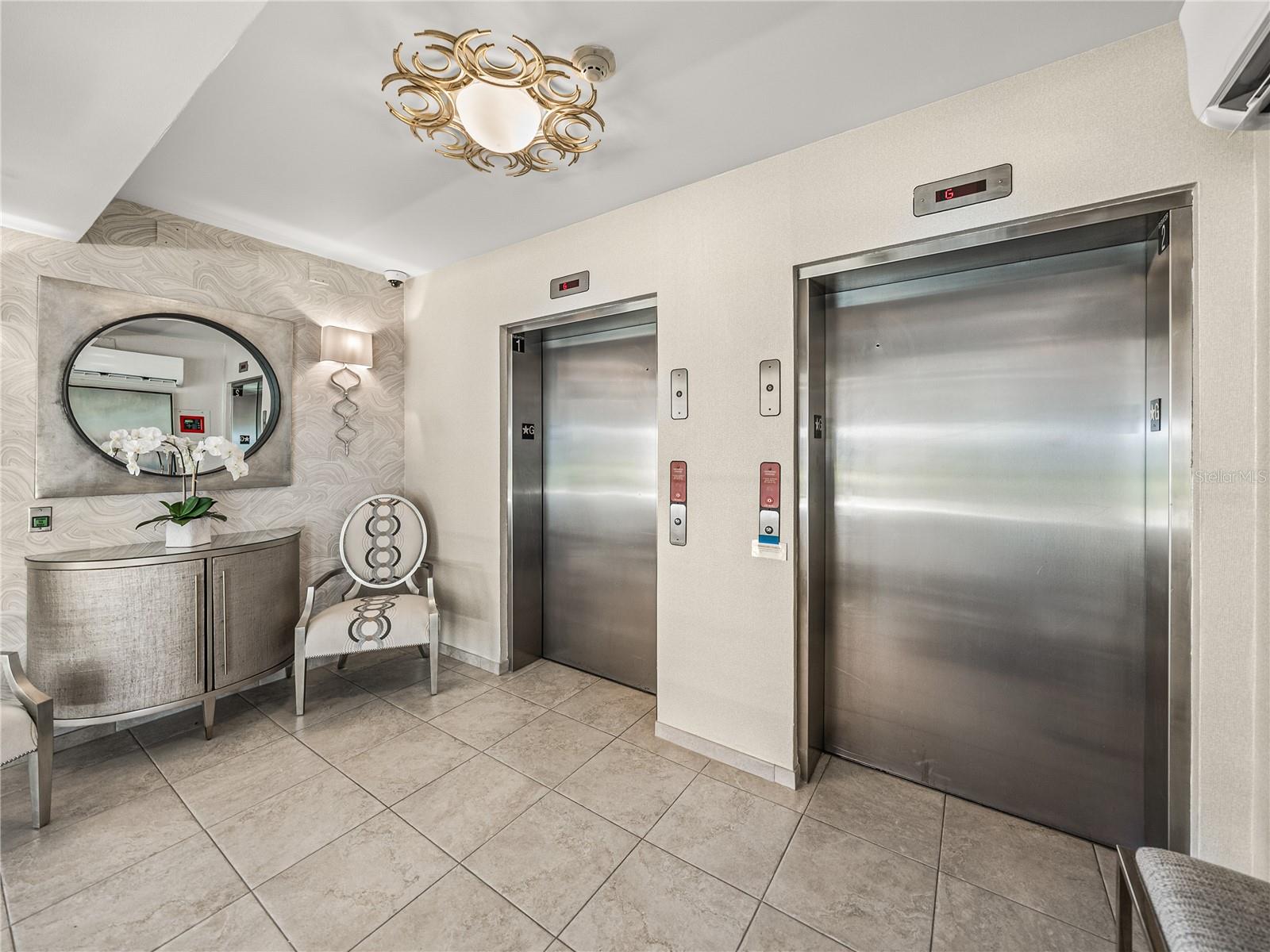 There are two independently operated elevators. There is no need to wait!