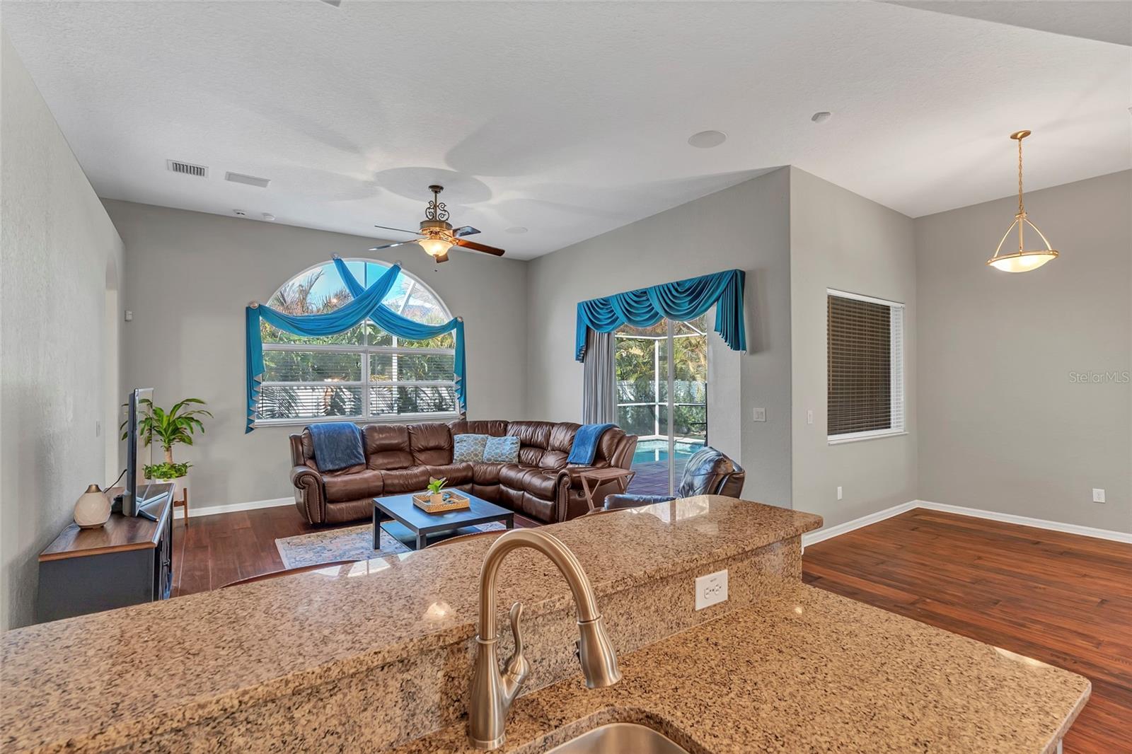 Kitchen into the Family Room