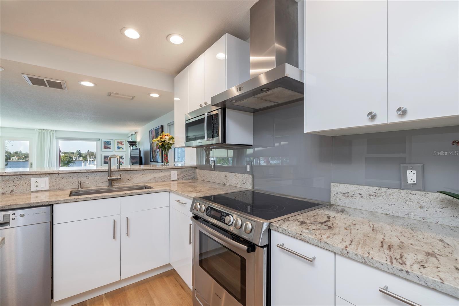 Kitchen with granite counters and stainless steel appliances