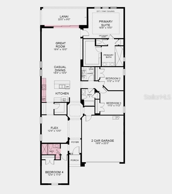 Structural options include: shower in lieu of tub at bath 3, gourmet kitchen, tray ceiling package, pocket sliding glass door, primary closet to laundry room, outdoor kitchen rough-in only.