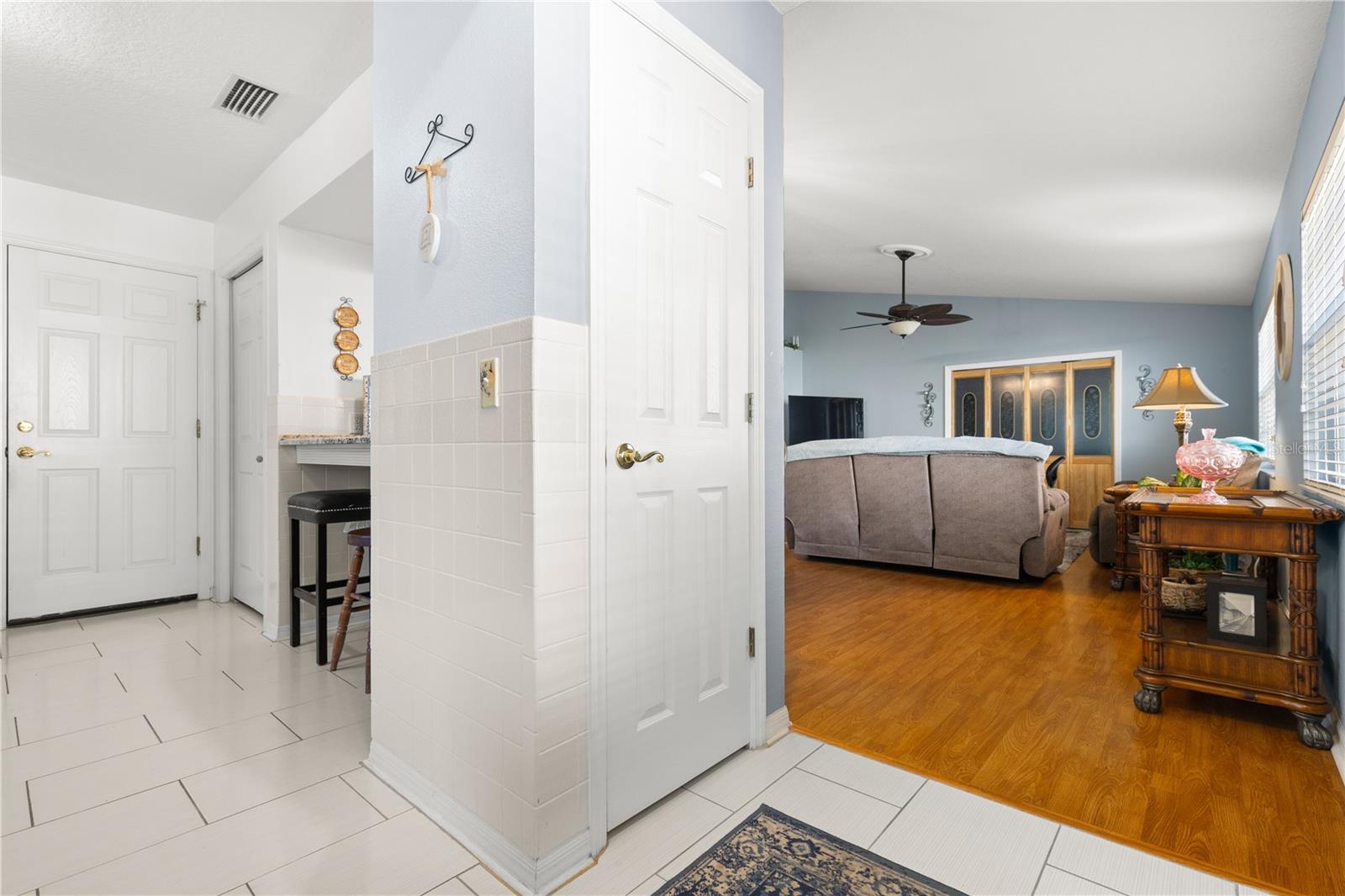 Foyer/Entry with view into kitchen and great room