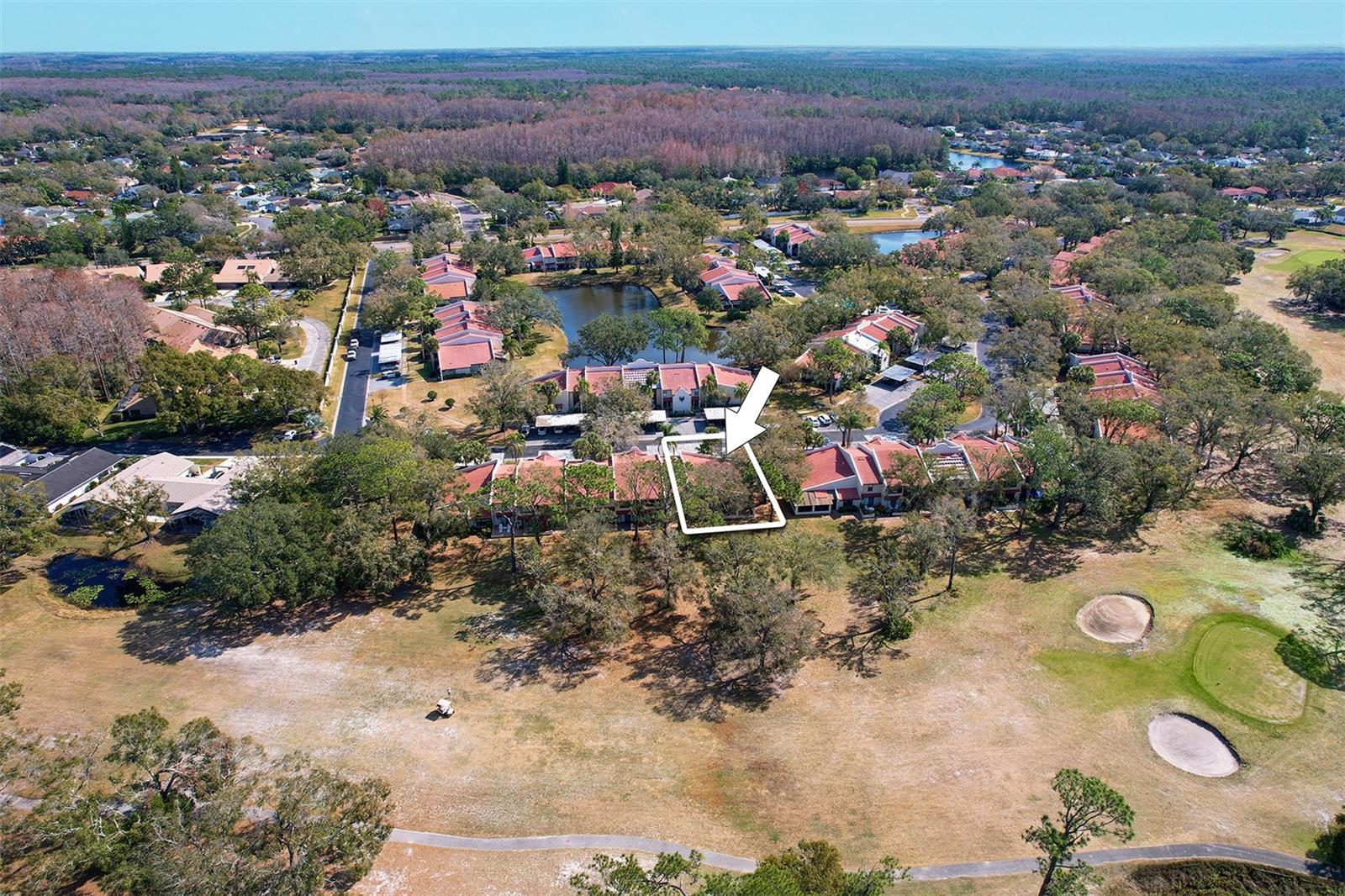 Aerial golf course view back to villa #2