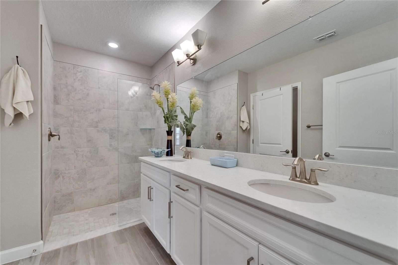 Primary Bathroom with step in shower.