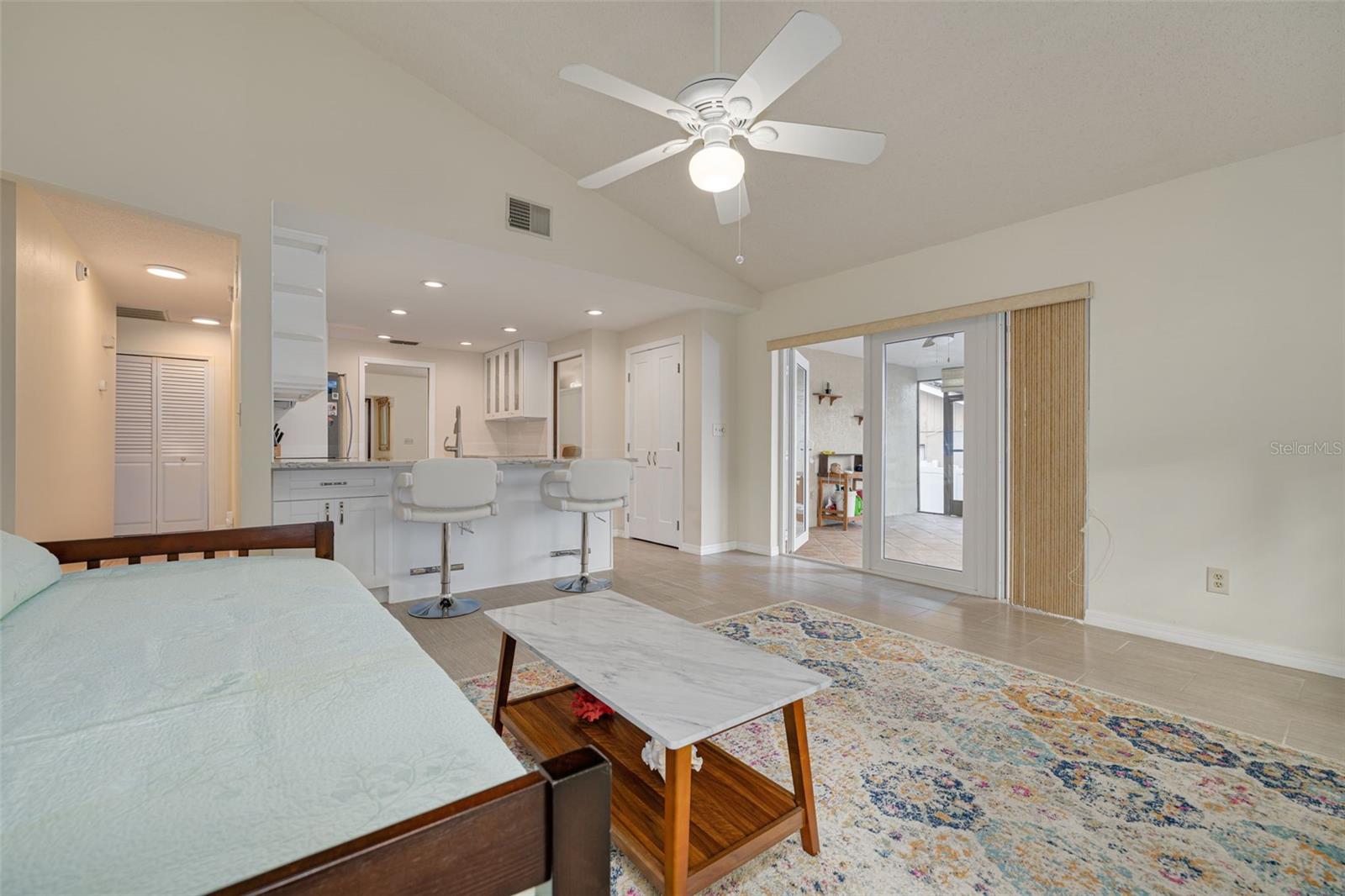 Family room facing kitchen