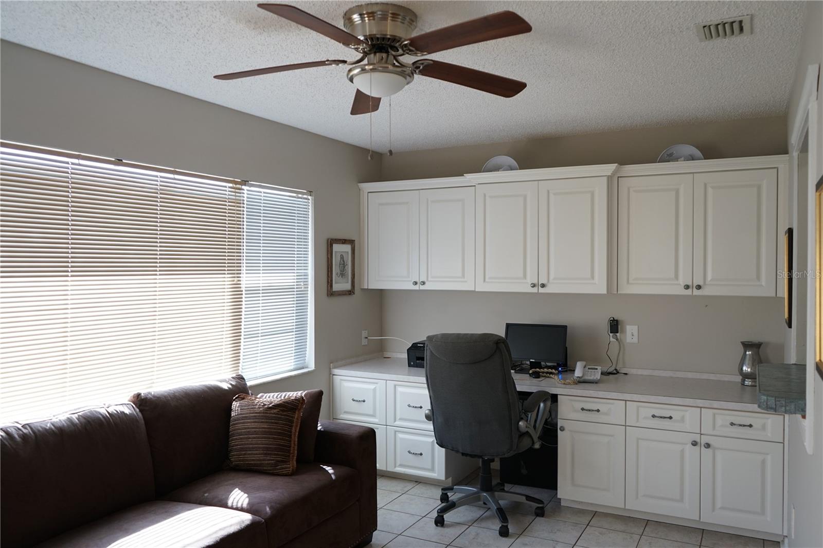 family room with built ins