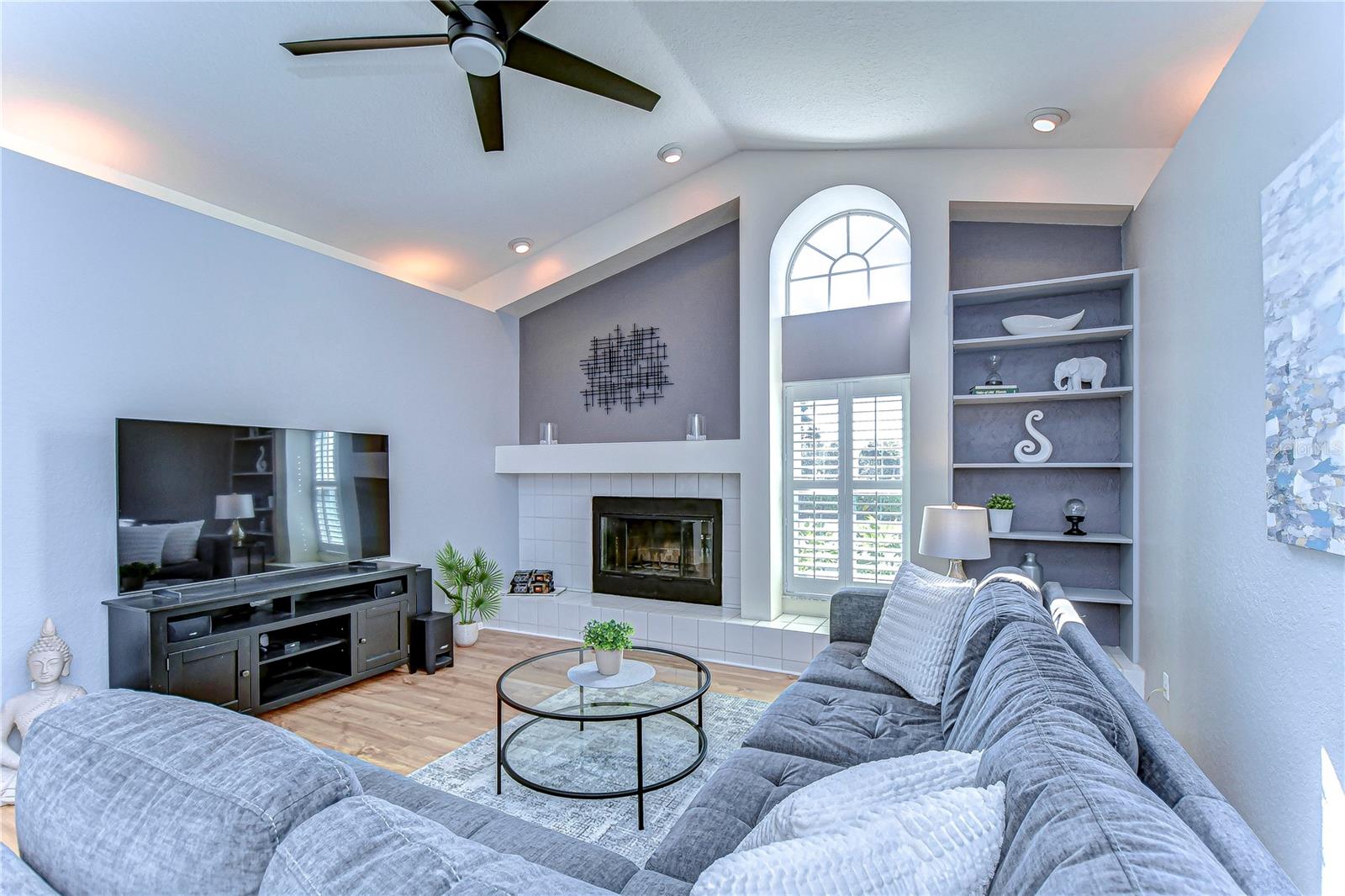 Beautiful cathedral ceilings make this room spacious and luxurious!