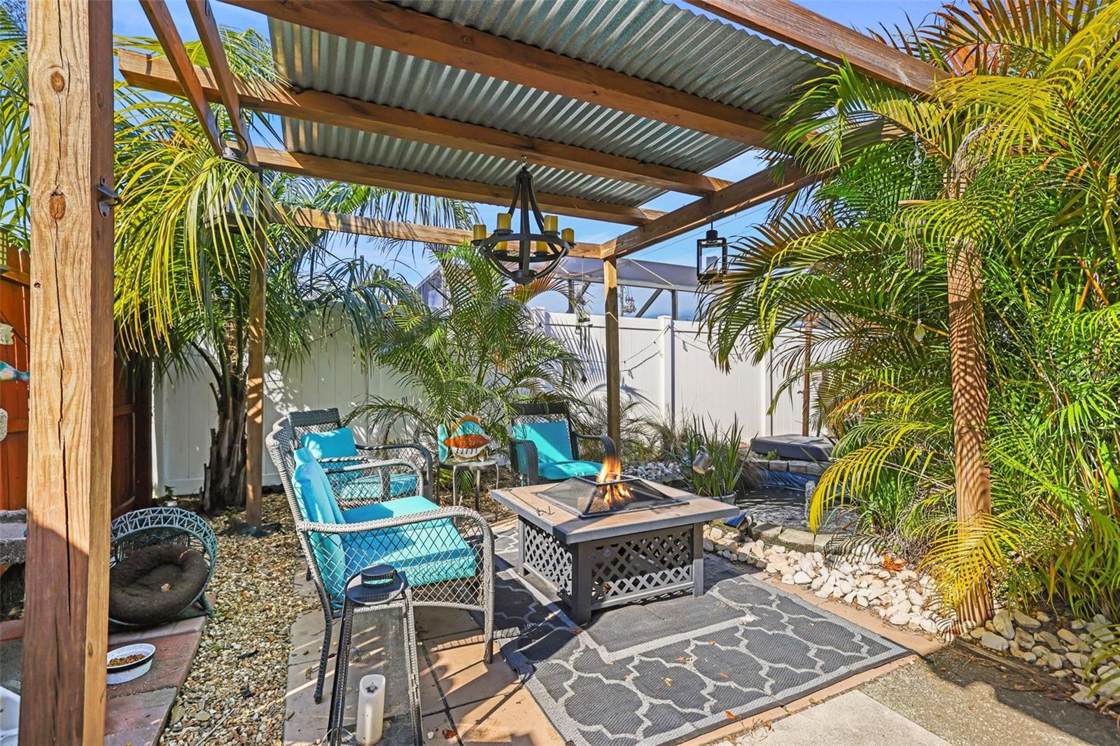 Pergola with firepit