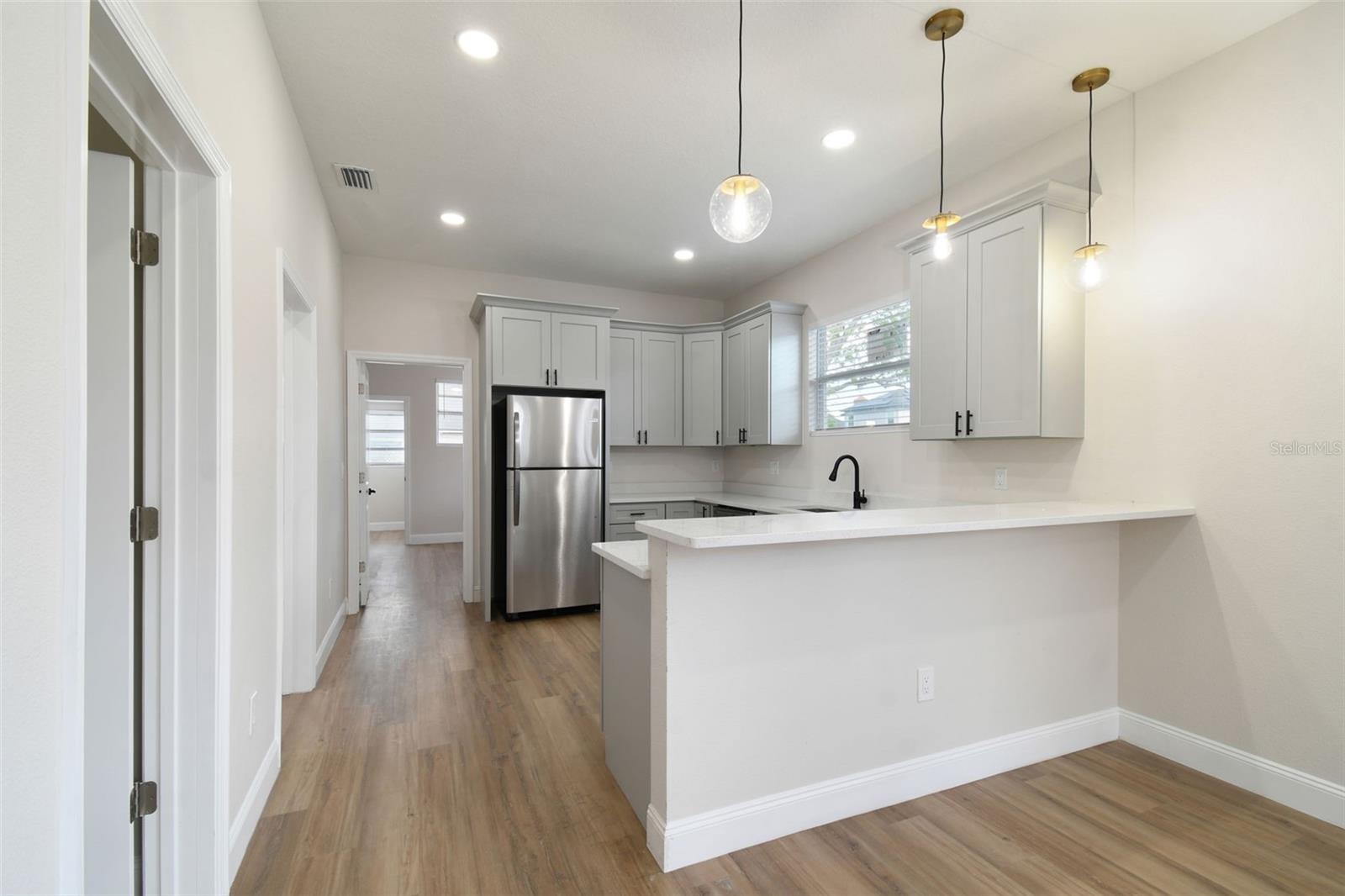 View into kitchen