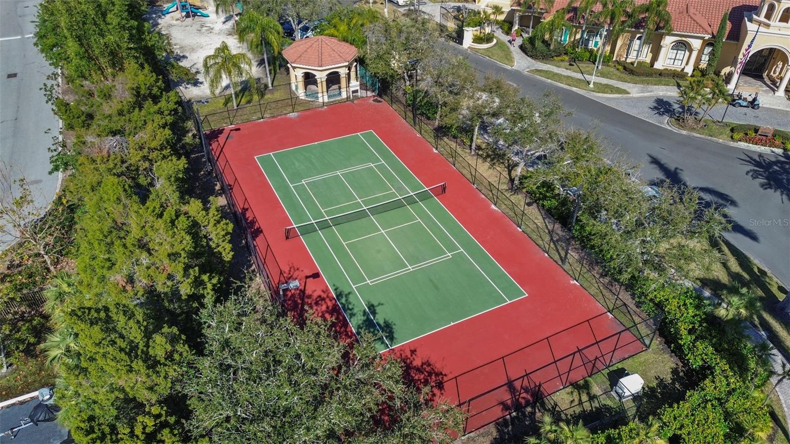 one of two tennis courts