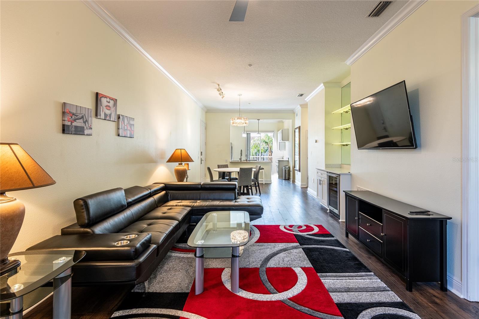 View from the sliding glass doors/balcony to Kitchen.