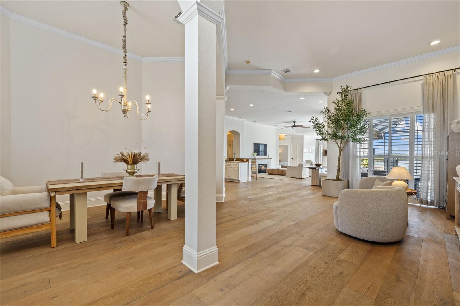 Entry way with dining and living room