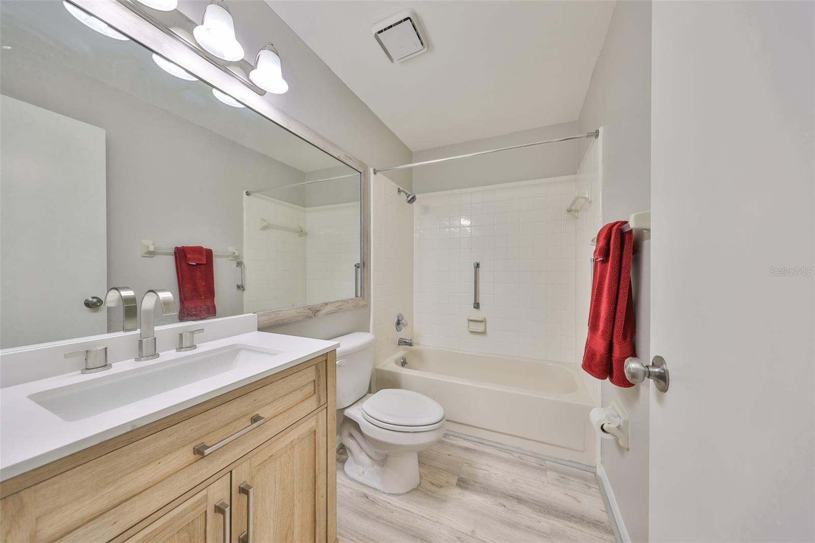 New Vanity, floors & light fixture